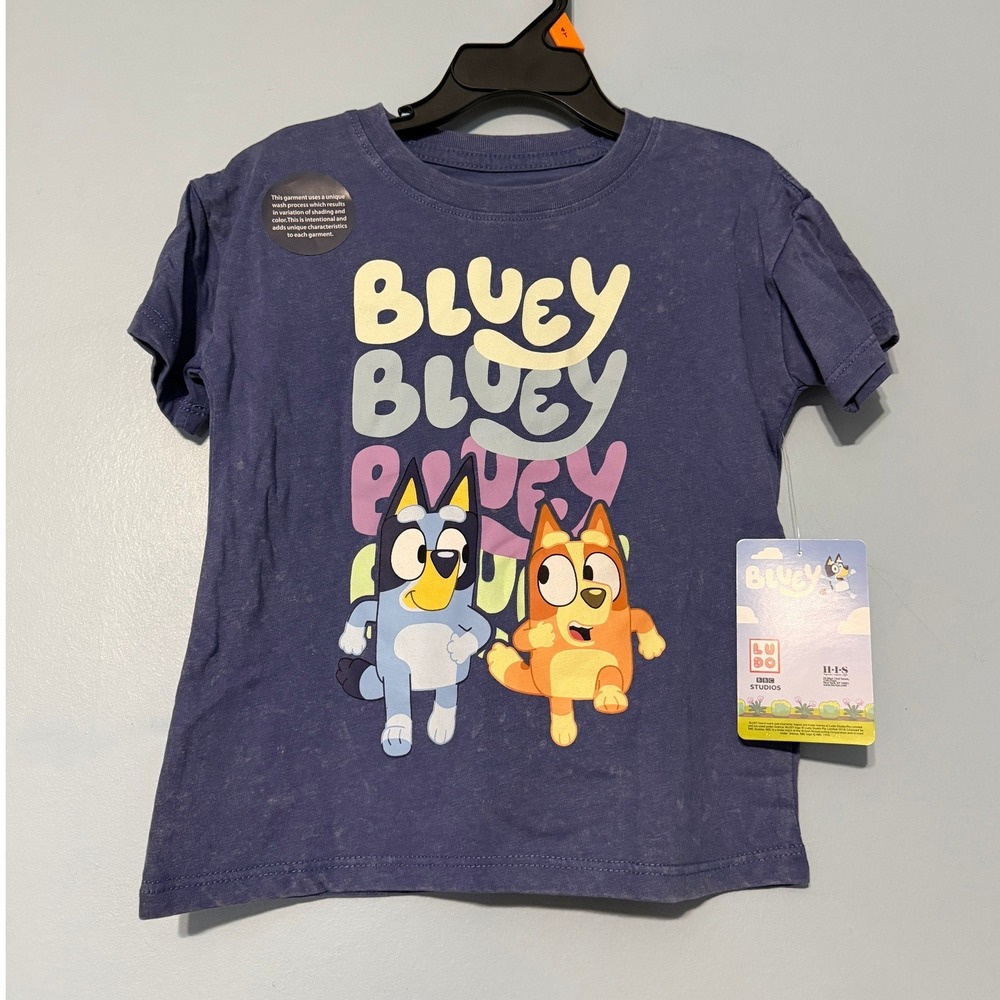 Bluey Kids 5T Bingo Graphic T-Shirt Purple Mineral Wash 2383